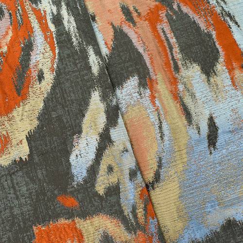 Gray/Multi Silk Abstract Water Color Jacquard Decor Fabric DFW58146