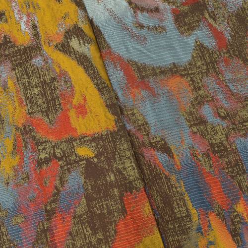 Brown/Multi Silk Abstract Watercolor Jacquard Decor Fabric DFW58147