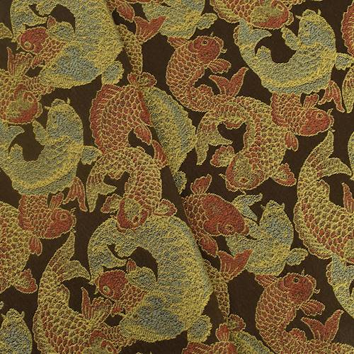 Brown/Orange/Multi Goldfish Jacquard Home Decorating Fabric DFW58151