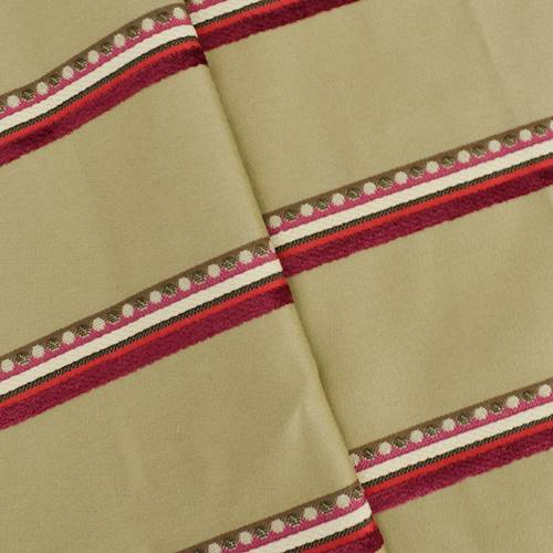 Beige/Red/Multi Stripe Dot Textured Woven Decorating Fabric DFW58211