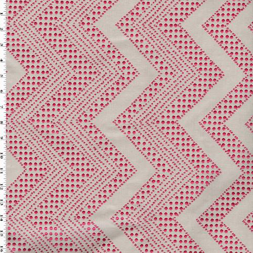 *6 1/4 YD PC--Gray/Magenta Polka Dotted Zig-Zag Pattern Woven Home Decorating Fabric DFWX1137-X