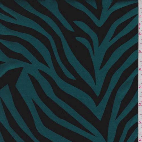 Deep Teal Flocked Zebra Taffeta