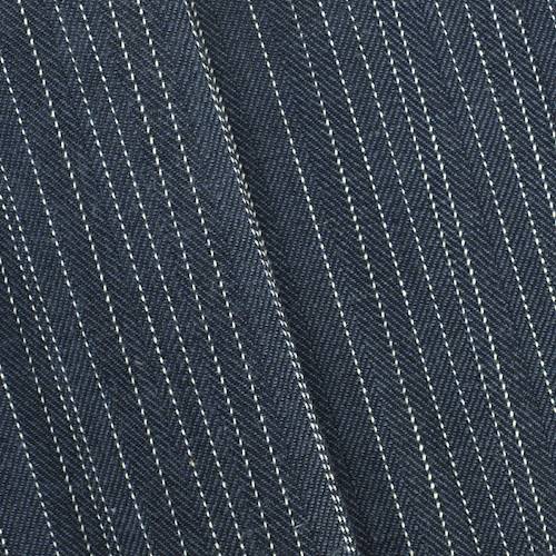 Navy/White Cotton Striped Twill Denim 70913