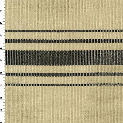 *1 1/2 YD PC--Beige/Black Striped Woven Home Decorating Fabric DFWX1168-X
