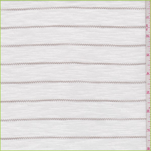 *2 1/2 YD PC--White/Taupe Zig Zag Stripe T-Shirt Knit