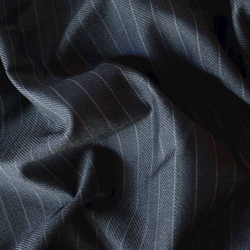 Gunmetal/Gray Wool Blend Pinstripe Gabardine Suiting 83279