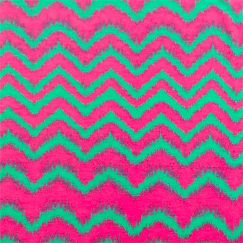 *2 3/4 YD PC--Teal Green/Hot Pink Chevron Print Jersey