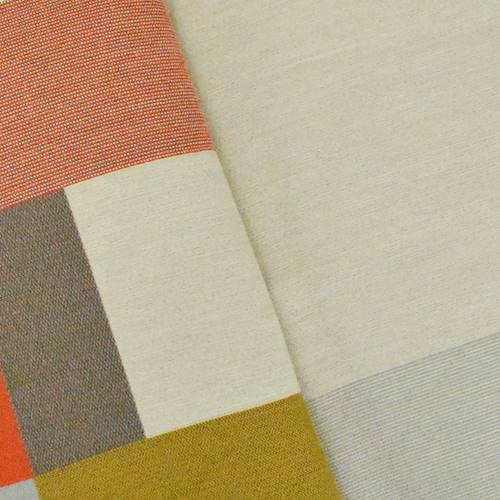 Orange/Gray/Beige Indoor/Outdoor Check Decorating Fabric DFW58370