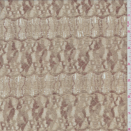 *2 YD PC--Gold/Brown Floral Scallop Stretch Lace