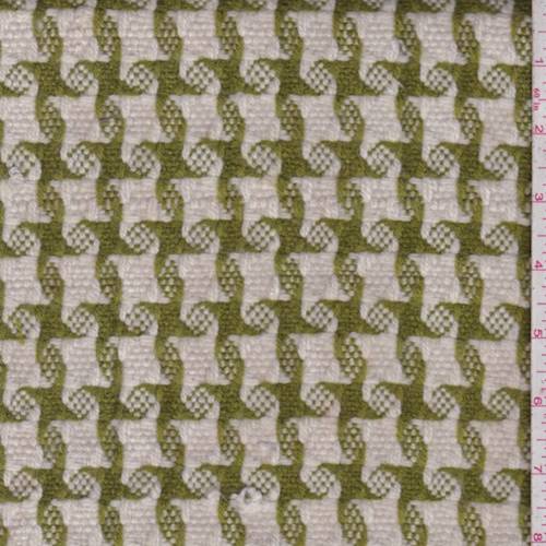 Moss Green/White Pinwheel Woven Jacketing 83388