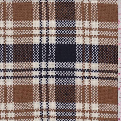 Navy/Off White/Brown Plaid Basketweave Jacketing 83389