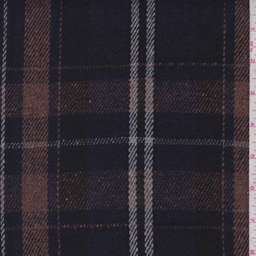 Navy/Brown/Multi Plaid Wool Blend Woven Jacketing 83742
