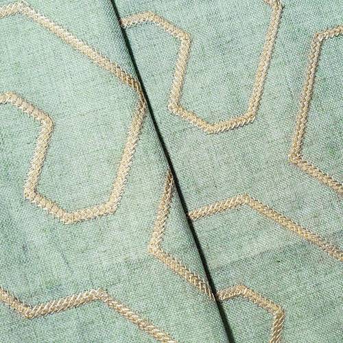 Green/Multi Geometric Embroidered Basketweave Decor Fabric DFW58490