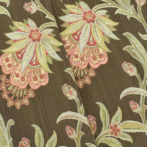 *6 1/2 YD PC -- Brown/Sage/Multi Floral Jacquard Home Decorating Fabric DFWX1500-X