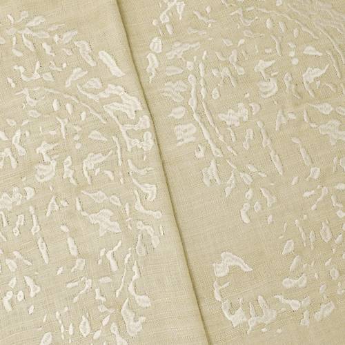 *3 1/8 YD PC -- Beige/Pearl Taupe Abstract Paisley Embroidered Raw Silk Decorating Fabric DFWX1846-X