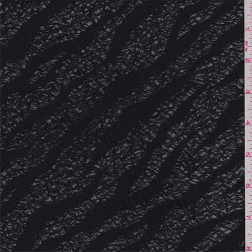 *2 YD PC--Black Zebra Stripe Brushed Knit