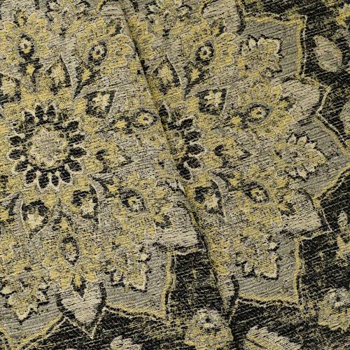 Black/Gray/Multi Chenille Floral Crest Jacquard Decorating Fabric DFW58589