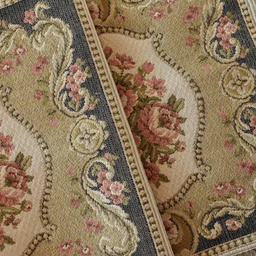 *1 YD PC--Beige/Coral/Multi Bordered Floral Tapestry Decorating Fabric