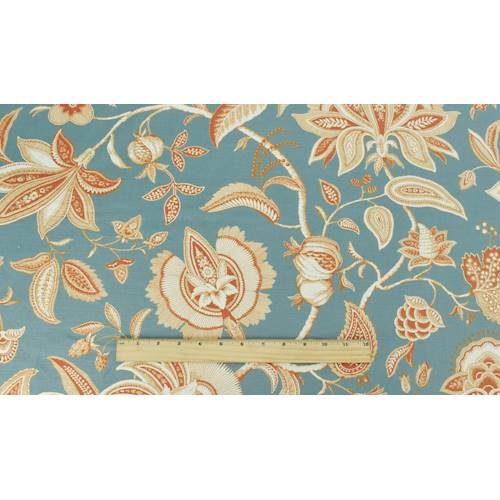 *1 YD PC--Stone Blue/Ginger/Ivory P Kaufmann Floral Print Decor Fabric
