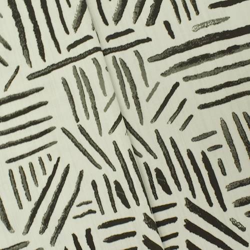 Graphite/White Stripe Mark Printed Slub Woven Decor Fabric DFW58672