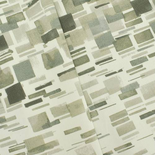 Gray/White Annie Selke Tiled Print Basketweave Decor Fabric DFW58689