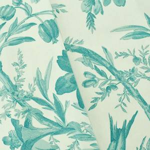 Fabric By The Yard Harmony TealWhite BirdGarden Print Canvas Decor Fabric