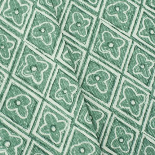 Green/White Floral Tile Diamond Print Canvas Decor Fabric DFW58693