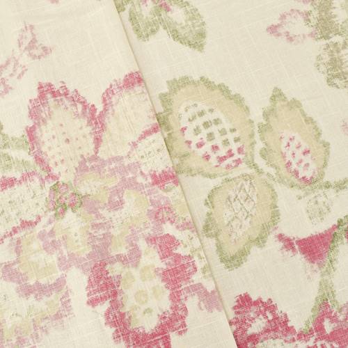 Pink/Multi Braemore Leaf Printed Linen Blend Decor Fabric DFW58703