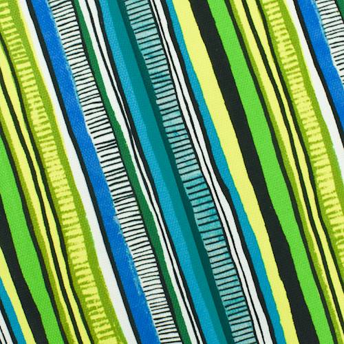 Blue/Multi P/Kaufmann Stripe Print Basketweave Decor Fabric DFW58707