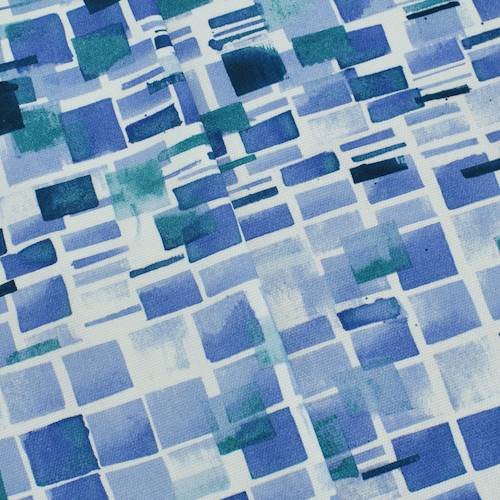 Blue/Multi Annie Selke Tiled Print Basketweave Decor Fabric DFW58709