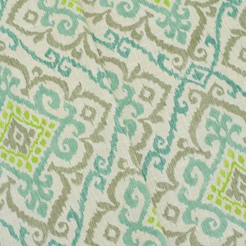 Fade Beige/Multi Ikat Baroque Print Basketweave Decor Fabric DFW58711