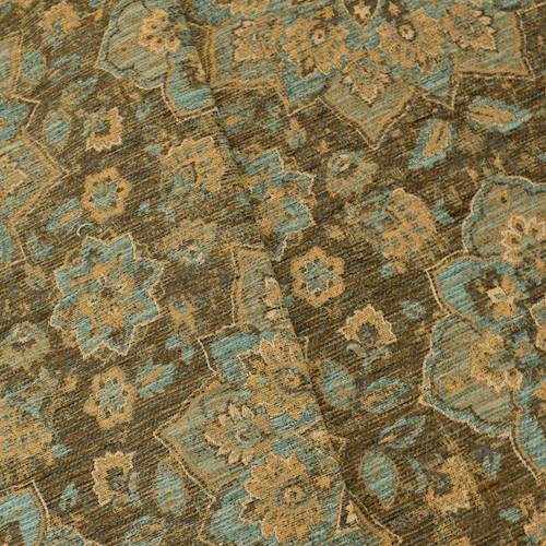 Brown/Teal Floral Crest Chenille Jacquard Decorating Fabric DFW58757