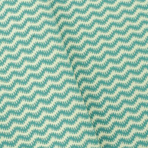Teal/Cream Ivory Stripe Jacquard Home Decorating Fabric DFW58718