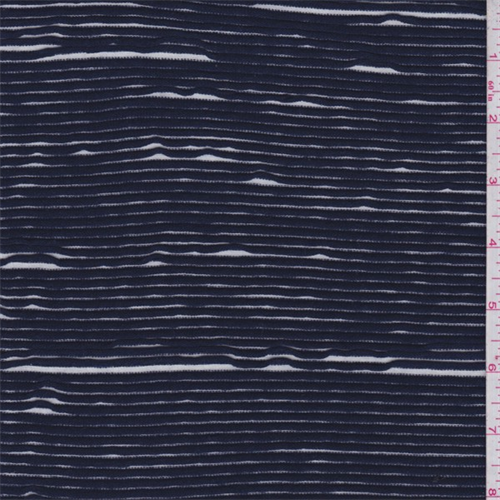*1 1/8 YD PC--Dark Blue/White Ribbon Jersey Knit
