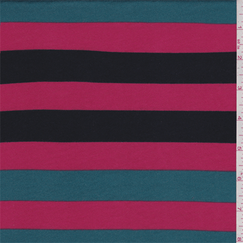 *1 YD PC--Berry Red Multi Stripe Jersey Knit