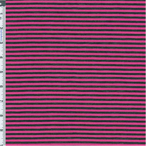 *1 1/4 YD PC--Pink/Black Stripe Jersey Knit