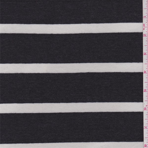 *2 YD PC--Slate/White Stripe Rayon Jersey Knit