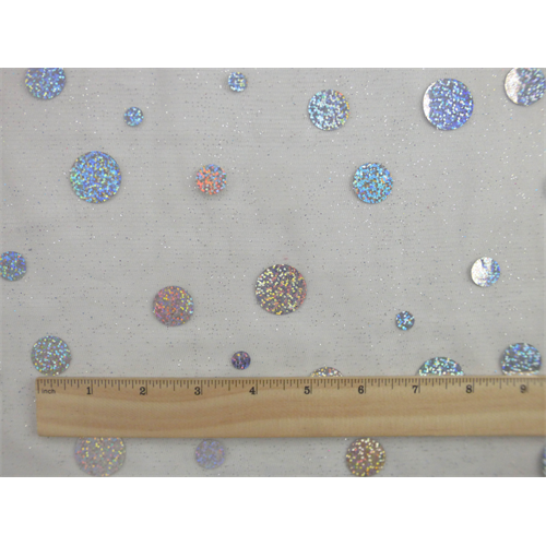 *4 3/8 YD PC--Pearl Gray/Silver Holographic Dot Sparkle Mesh