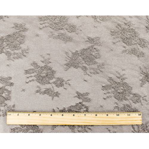 *3 YD PC--Brown/Metallic Silver Floral Mesh