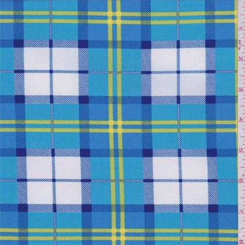 *2 3/8 YD PC--Aqua Blue Plaid Jersey Knit