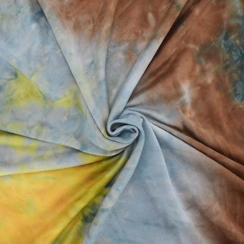 Mustard/Mocha/Teal Tie Dye Double Brushed Jersey Knit