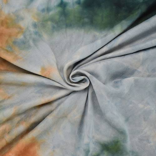 Green/Orange/Multi Tie Dye Double Brushed Jersey Knit 84504