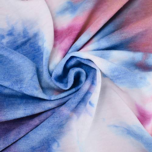 Salmon/Blue/Lavender Tie Dye French Terry Knit 84483