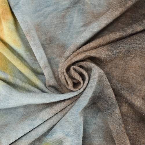 Mustard/Steel Blue/Mocha Tie Dye French Terry Knit 84484