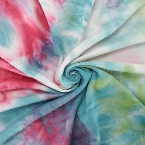 Pink/Olive/Teal Tie Dye Double Brushed Jersey Knit 84494