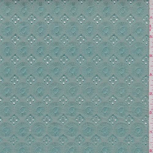 Seafoam Embroidered Medallion Linen Blend