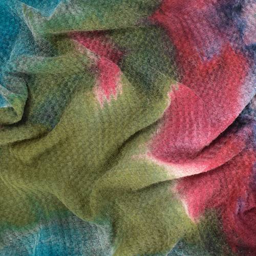 Teal/Burgundy/Olive Tie Dye Waffle Knit 85019