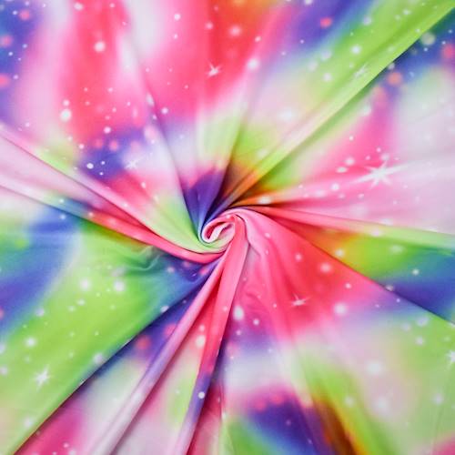 Pink/Lime/Purple Galaxy Digital Print DTY Brushed Knit 84820