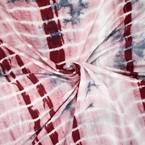 Burgundy/Dusty Navy/White Tie Dye Rayon Jersey Knit 84826