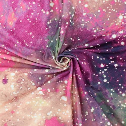Burgundy/Green/White Galaxy Printed DTY Brushed Knit 84829